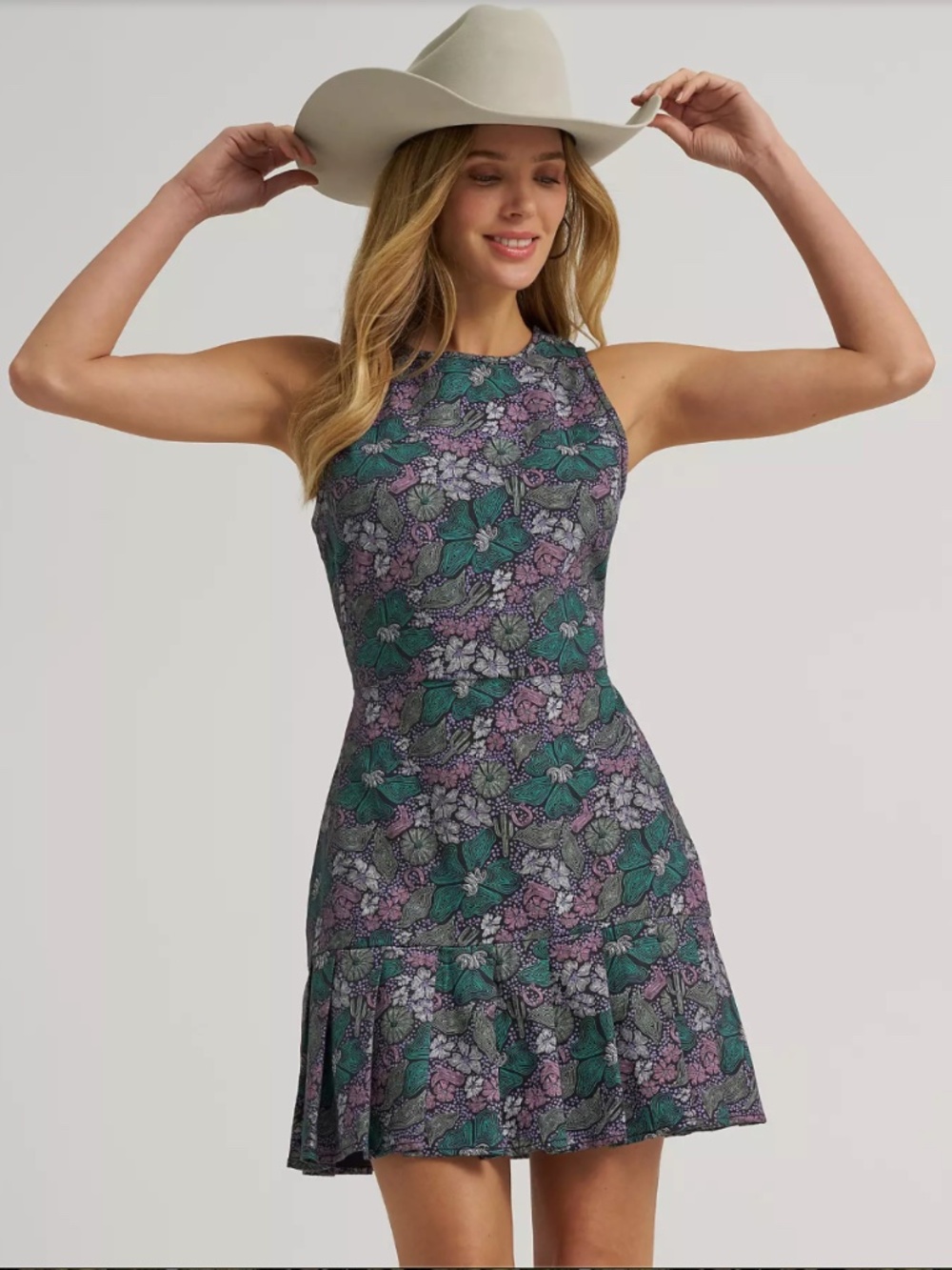 Wrangler Floral Desert Pleated Cutout Dress